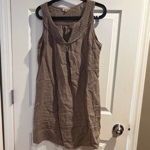 Brown Sleeveless Dress with Crochet Details
